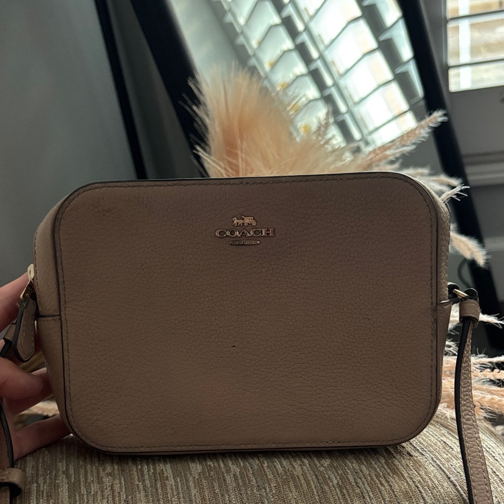 Coach Taupe Pebble Leather Crossbody Bag